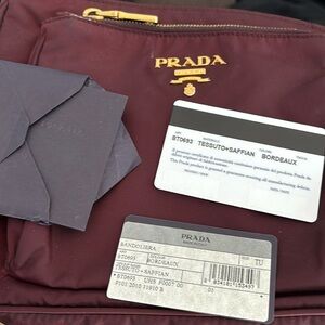 Authentic vintage Prada crossbody bag in beautiful Bordeaux color.